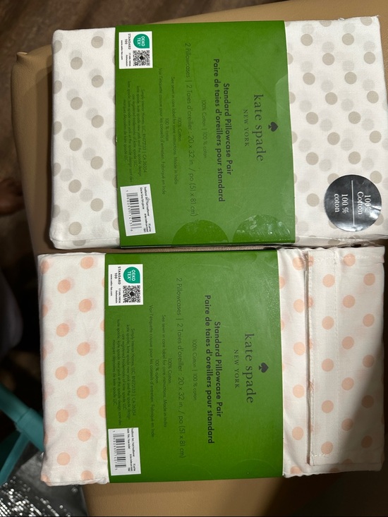 kate spade Other - kate spade Polka Dot Standard Pillowcases – Beige & Light Pink Dots